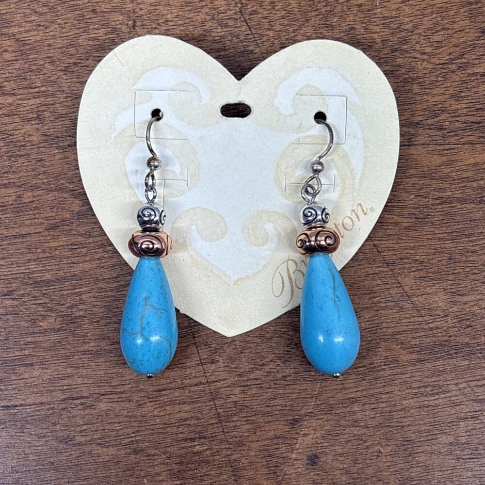 Brighton Teardrop Turquoise Dangle Drop Earrings Fashion Designer Jewelry